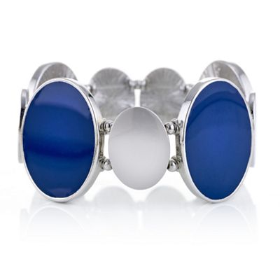 Designer blue and silver oval bracelet